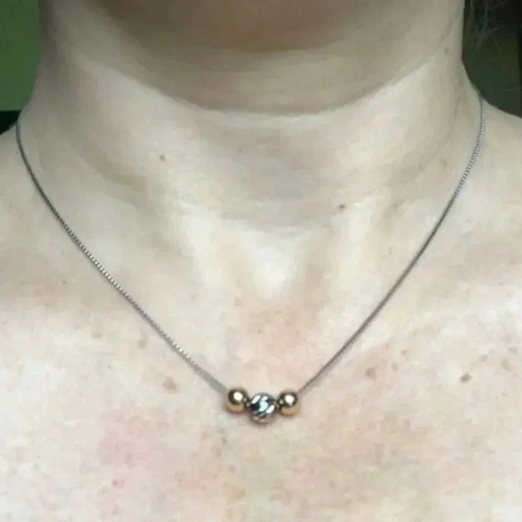 925 Silver & 14k Gold Filled Ball Necklace NWT - Picture 1 of 6